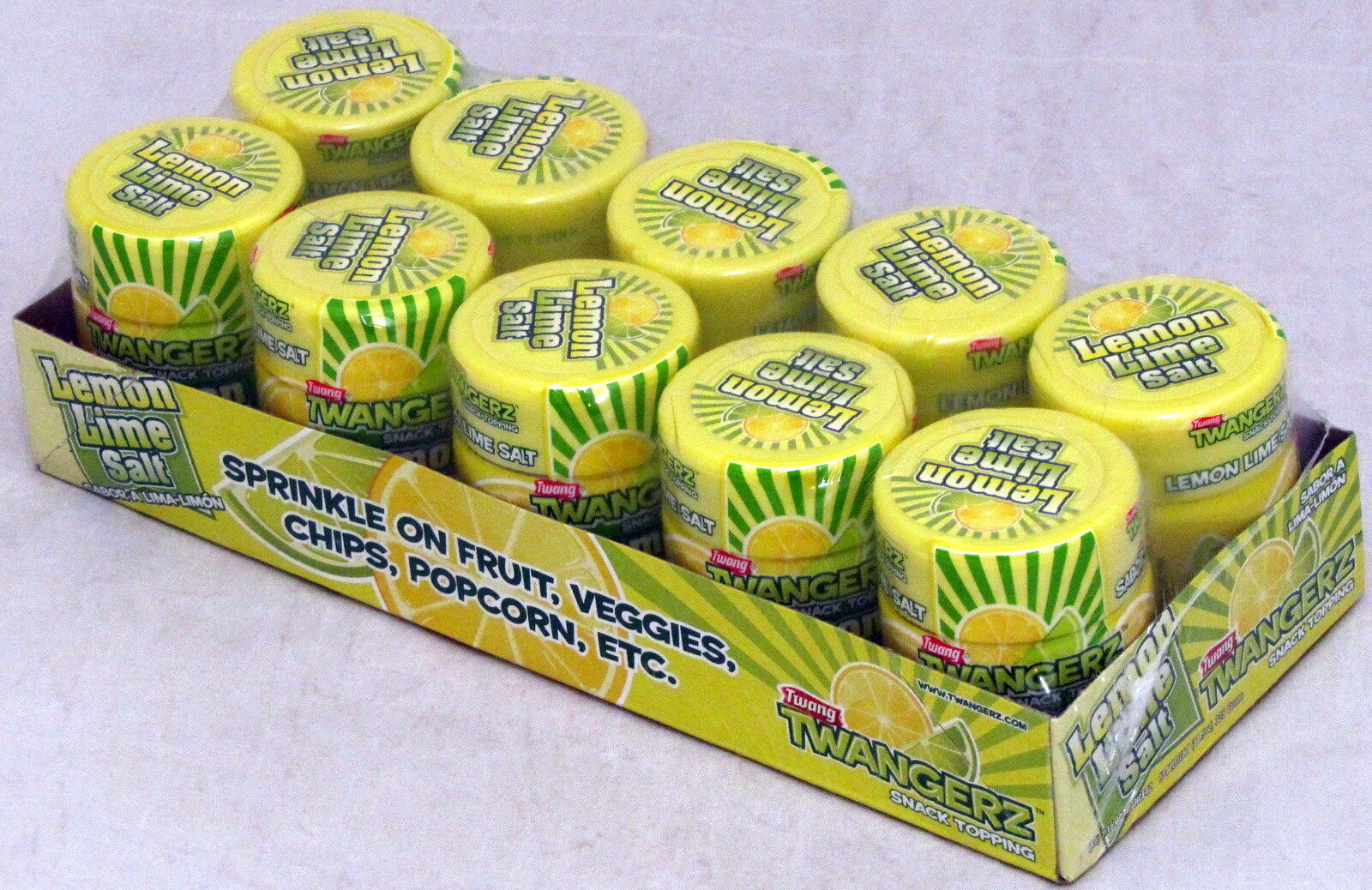 Twang Twangerz Salt Lemon Lime Bulk 10 Ct Snack Topping 1.15 Oz Shakers Popcorn