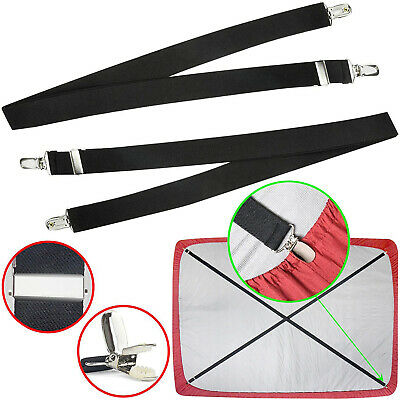 Adjustable Bed Fitted Sheet Straps Suspenders Gripper Fastener Clips 27.56inch
