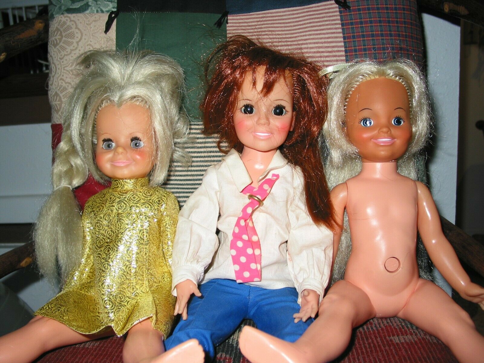 1970s "grow Hair" Ideal Crissy Family Dolls 18" Crissy,  15" Velvet & 15" Dina