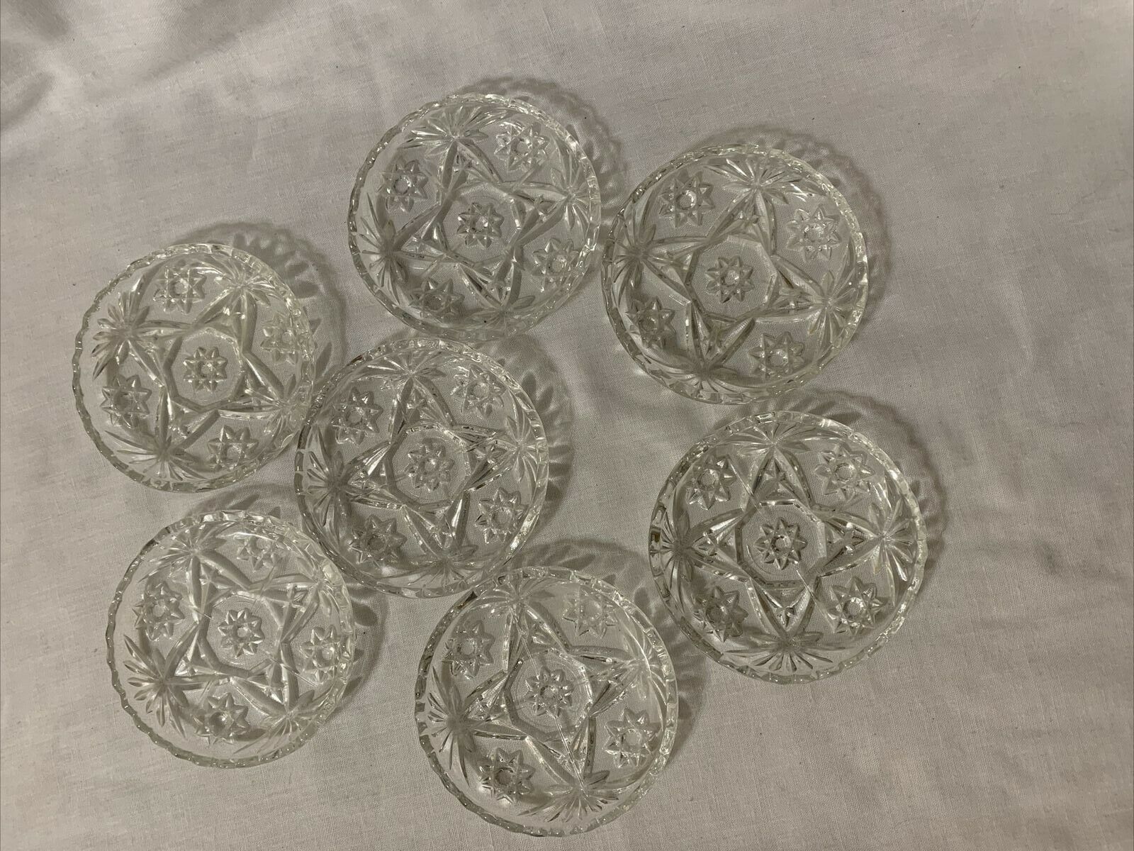 Vintage Anchor Hocking Glass Coasters Star Of David Early American Lot Of 7