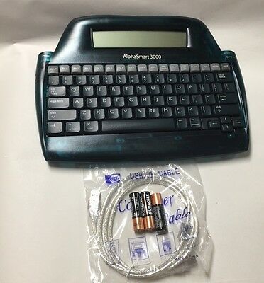 Alphasmart 3000 Portable Laptop Keyboard Word Processor With Usb Cable/batteries