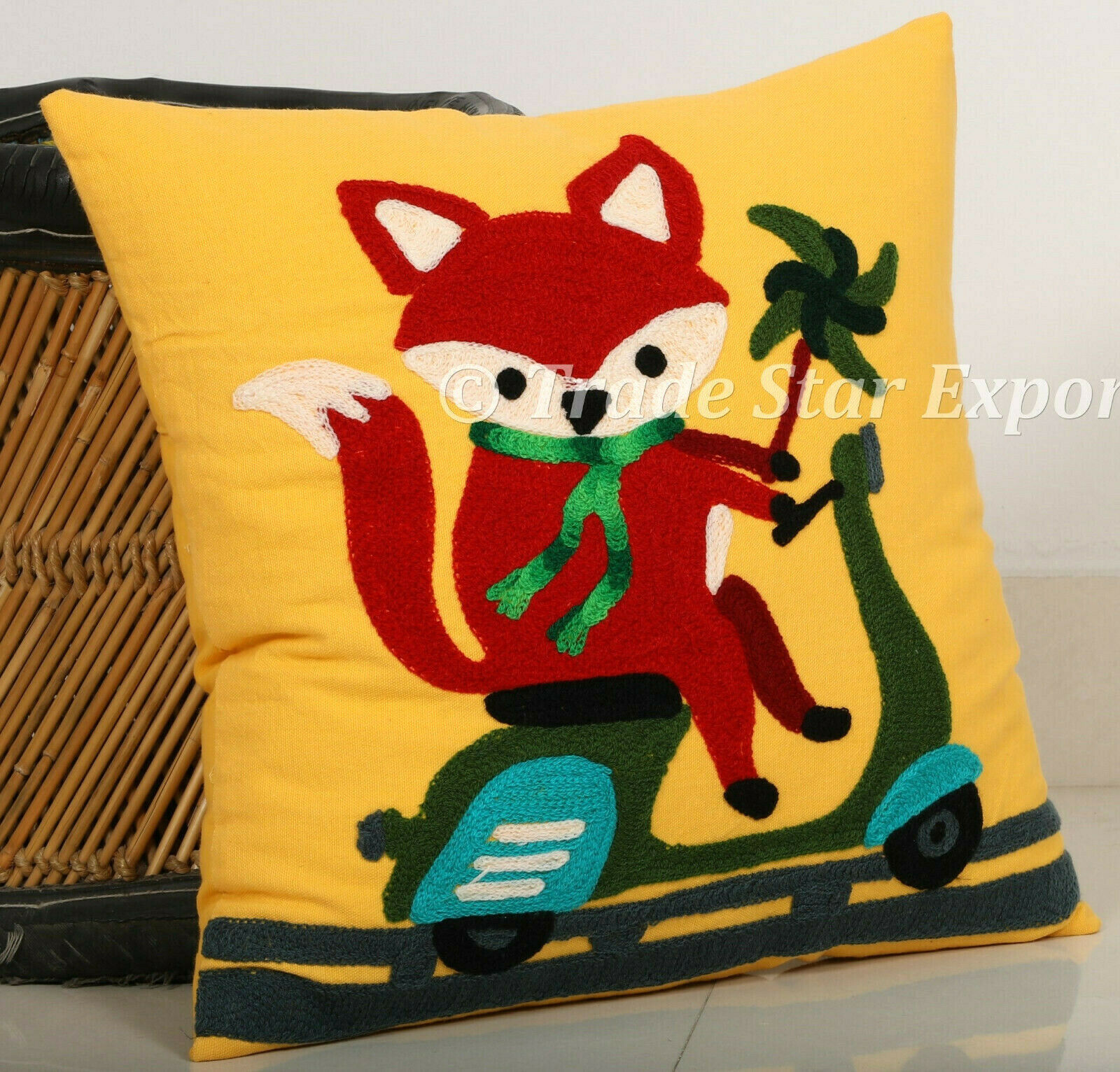 Cartoon Cushion Cover Kids Bedroom Pillow Cover Suzani Embroidered Cushion Case