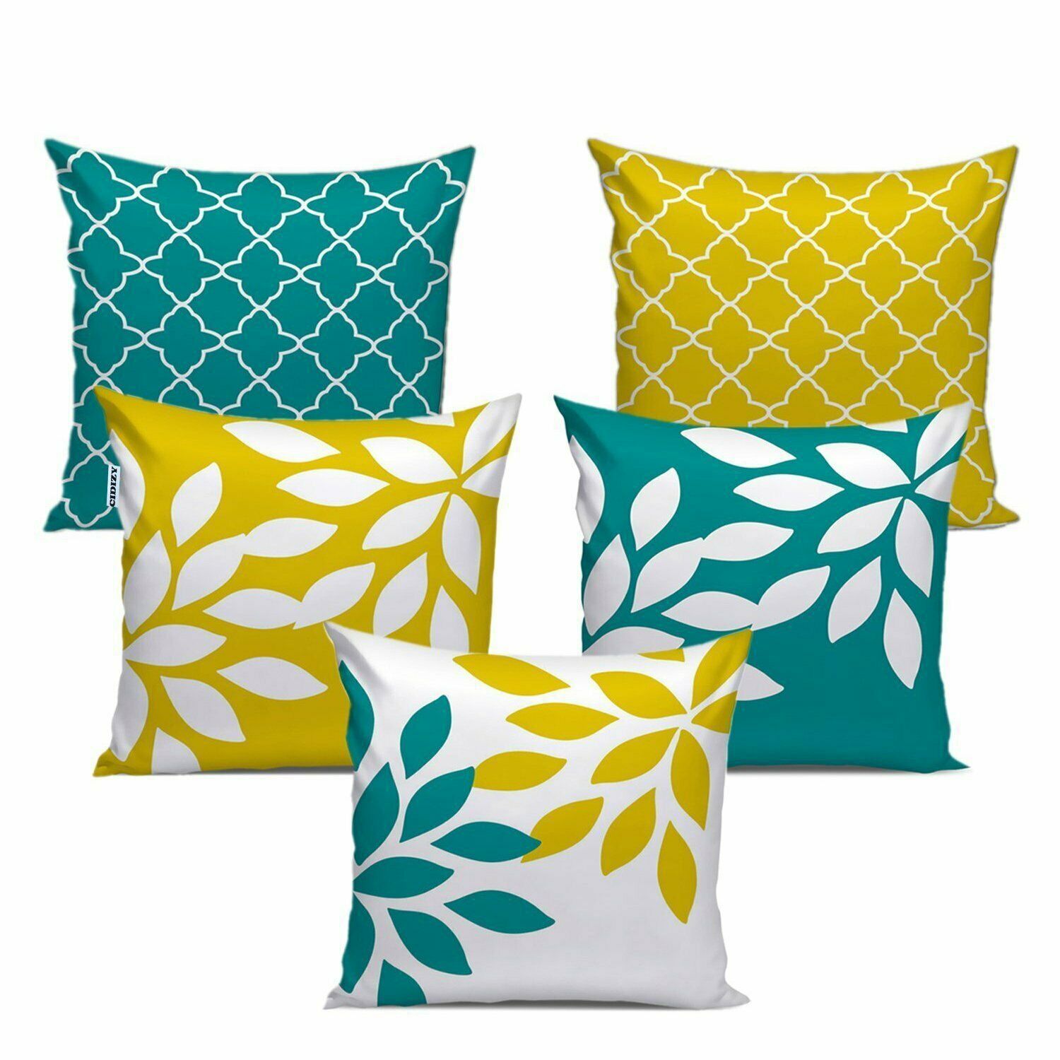 16 X 16 Inches, Multicolour Set Of 5 Geometric Cushion Covers Set Of Velvet