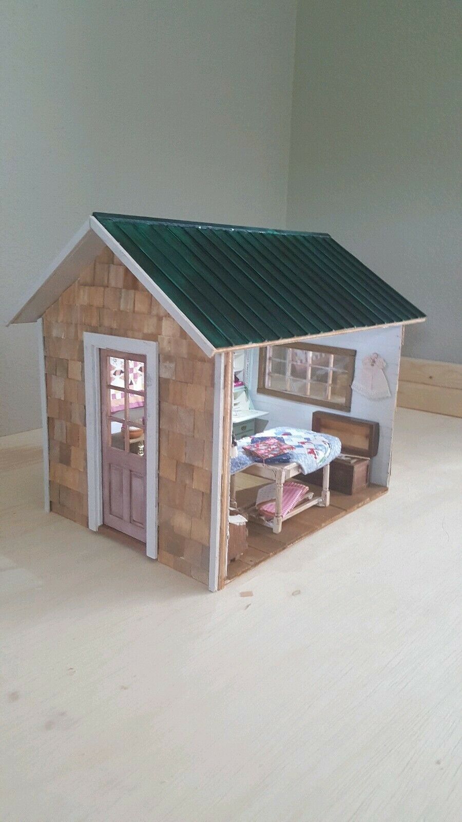 Miniature Dollhouse She-shed Kit 1:12 Room Box Birch Wood Diorama