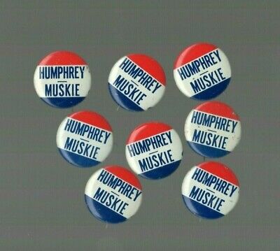 Lot (8) Vintage Humphrey Muskie  Presidential Campaign Pin Button