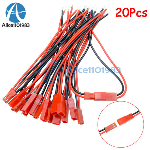 20pairs 100mm Jst Connector Plug Cable Line Male+female For Rc Bec Lipo Battery