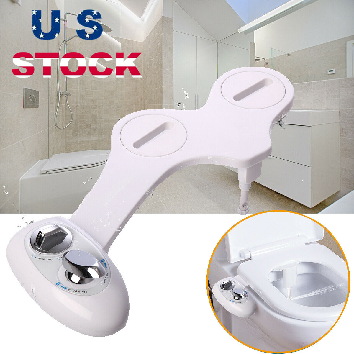 Bathroom Bidet Toilet Seat Attachment Fresh Water Spray Clean Kit Non-electric