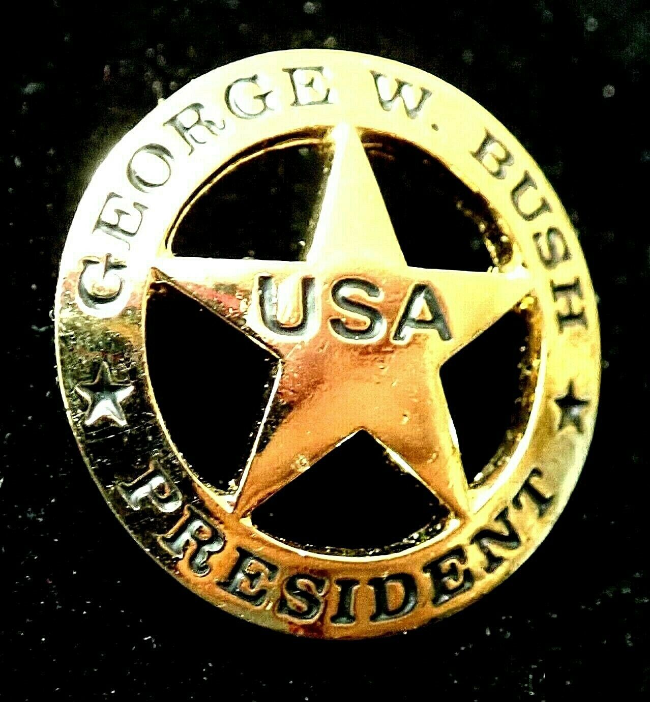 Official George Bush Texas President Star Republican Party Souvenir Pin Gold