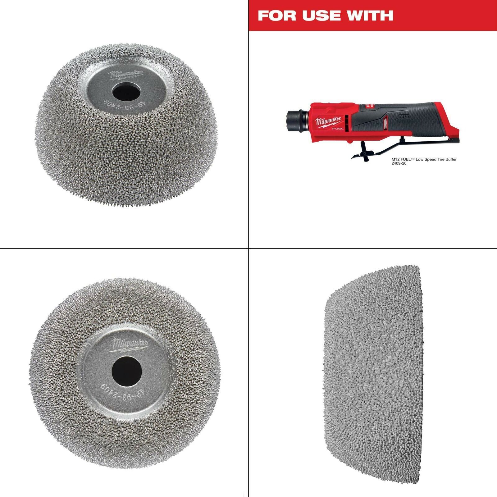 2-1/2 In. Flared Contour Low Speed Tire Buffing Wheel | Milwaukee Fuel Buffer