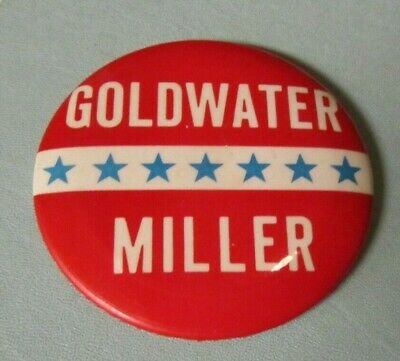 1964 Goldwater Miller Blue Star Red Background 3.5" Political Pin Pinback Button