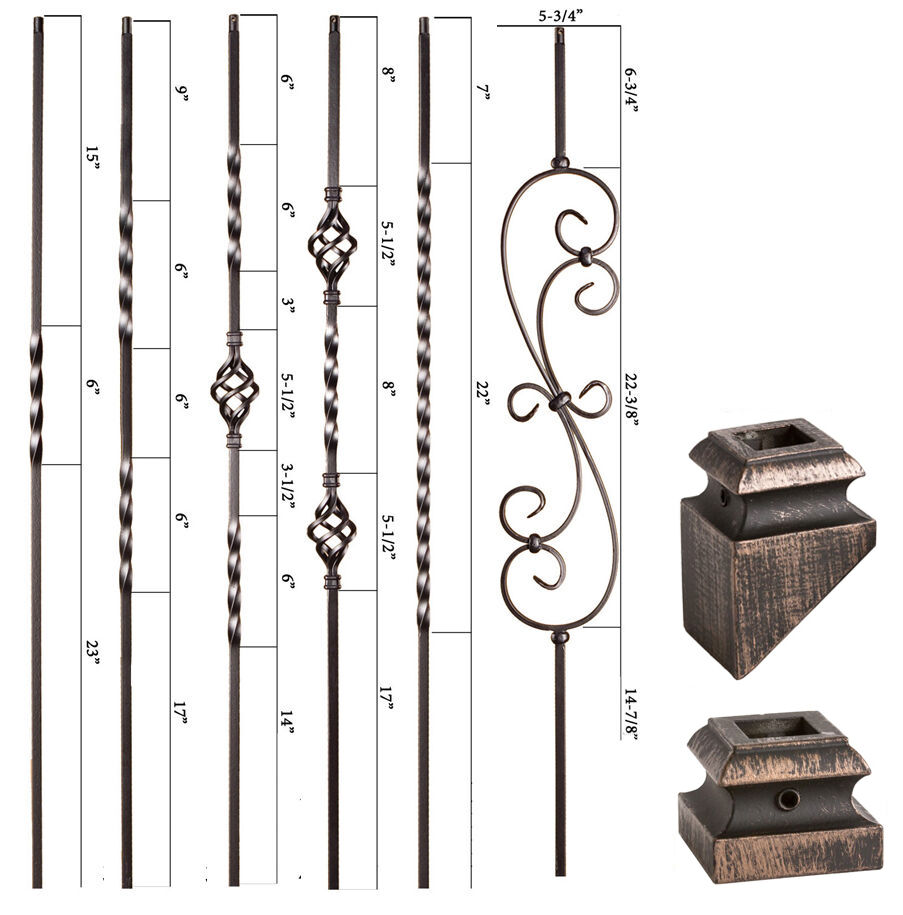 Oil Rubbed Bronze - Twist & Basket Iron Balusters - Solid Wrought Iron